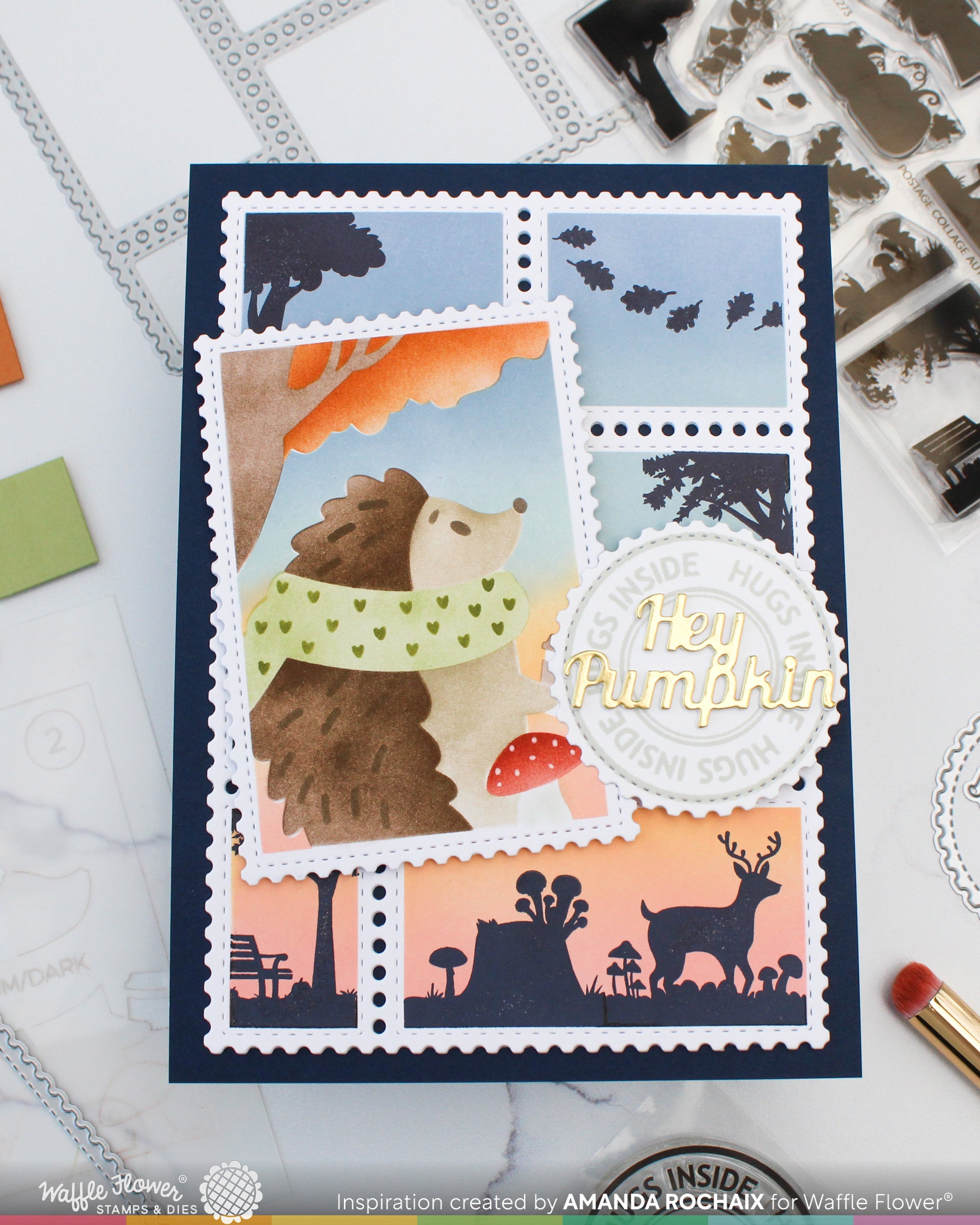 November Fall Stamp WF Postage Collage Autumn Sunset Stamp – Seven Hills Crafts