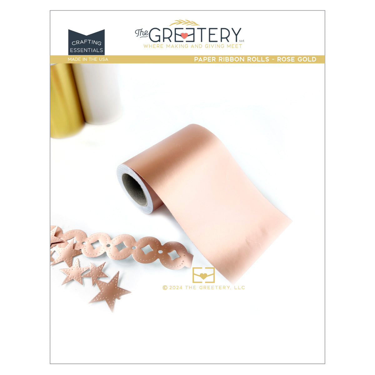 Paper Ribbon Package The Greetery Paper Ribbon Rolls (3 pack) in Gold, Rose Gold and Pearl ...