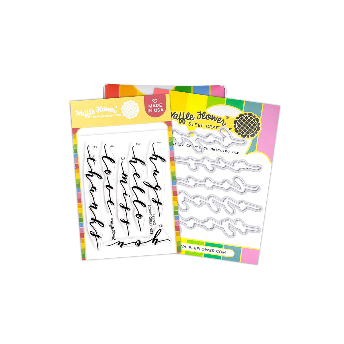 Waffle Flower Crafts Script Greetings Stamp and Die Combo โ Seven Hills ...