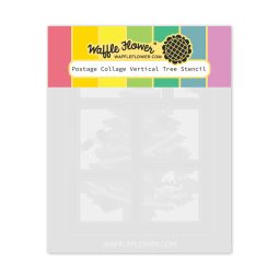 WF Postage Collage Vertical Tree Stencil