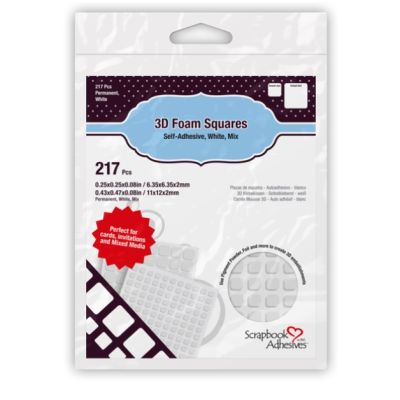 Scrapbook Adhesives Foam Squares - White Mixed Size 2mm Thick