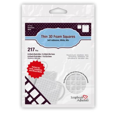 Scrapbook Adhesives Foam Squares - White Mixed Size 1mm Thin