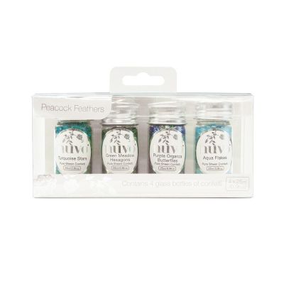 Nuvo Pure Sheen Confetti 4 Pack:  Peacock Feathers