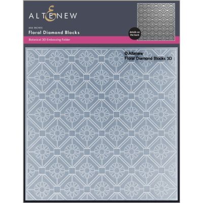Altenew floral diamond blocks 3d embossing folder for cardmaking and paper crafts.  UK Stockist, Seven Hills Crafts