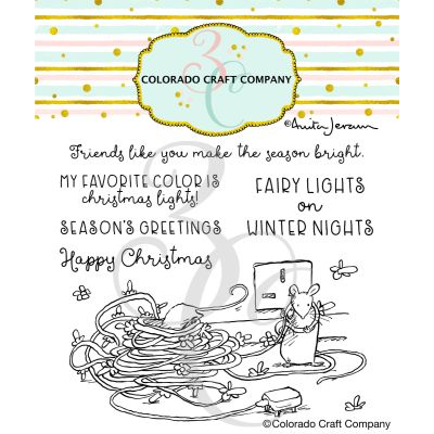 Anita Jeram Mice Lights Stamp by Colorado Craft Company for cardmaking and paper crafts.  UK Stockist, Seven Hills Crafts