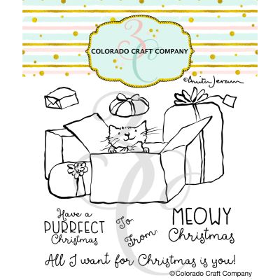 Anita Jeram Meowy Christmas Die by Colorado Craft Company for cardmaking and paper crafts.  UK Stockist, Seven Hills Crafts