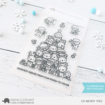 Oh Merry Tree Stamp by Mama Elephant at Seven Hills Crafts, UK Stockist, 5 star rated for customer service, speed of delivery and value