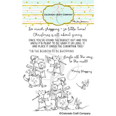 Merry Shopping Die by Anita Jeram for Colorado Craft Company for cardmaking and paper crafts.  UK Stockist, Seven Hills Crafts