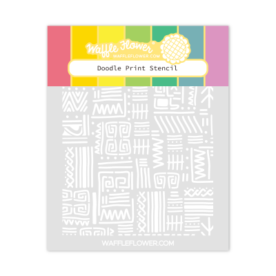 Doodle Print Stencil by Waffle Flower for cardmaking and paper crafts.  UK Stockist, Seven Hills Crafts