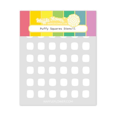 Puffy Squares Stencil by Waffle Flower for cardmaking and paper crafts.  UK Stockist, Seven Hills Crafts