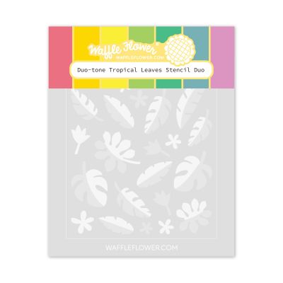 Duo-Tone Tropical Leaves Stencil Set by Waffle Flower for cardmaking and paper crafts.  UK Stockist, Seven Hills Crafts