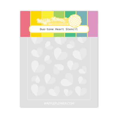 Waffle Flower Crafts Duo-tone Heart Stencil for cardmaking and paper crafts.  UK Stockist, Seven Hills Crafts