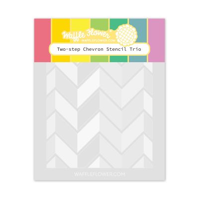 Two-step Chevron Stencil by Waffle Flower Crafts for cardmaking and paper crafts.  UK Stockist, Seven Hills Crafts