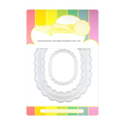 Waffle Flower Inside/Outside Scalloped Elongated Oval Die for card making and paper crafts
