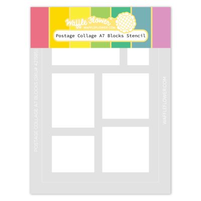 postage collage A7 blocks stencil by Waffle Flower Crafts for cardmaking and paper crafting available from Seven Hills Crafts, UK Stockist, 5 star rated for customer service, speed of delivery and value