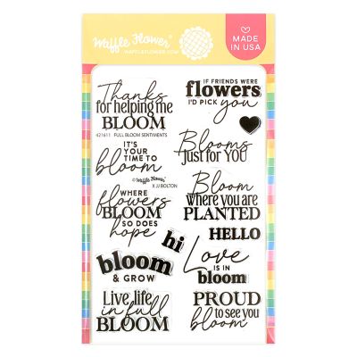 Full Bloom Sentiments Stamp by Waffle Flower Crafts, UK Stockist, Seven Hills Crafts 5 star rated for customer service, speed of delivery and value