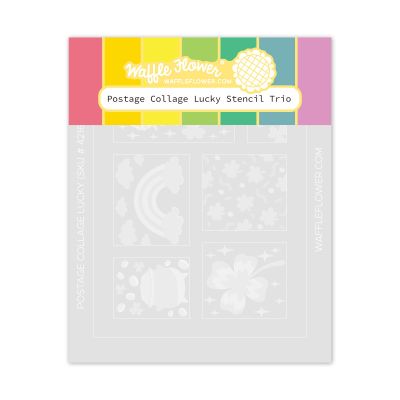 postage collage A7 blocks stencil by Waffle Flower Crafts for cardmaking and paper crafting available from Seven Hills Crafts, UK Stockist, 5 star rated for customer service, speed of delivery and value