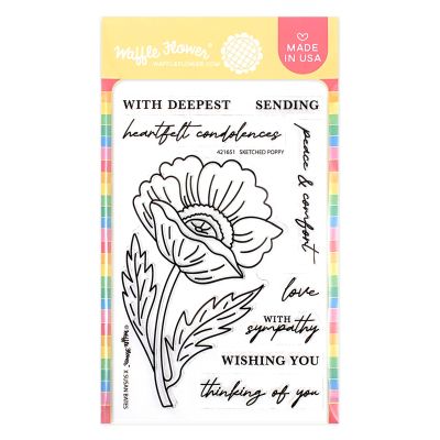 Waffle Flower Sketched Poppy Stamp for card making and paper crafts