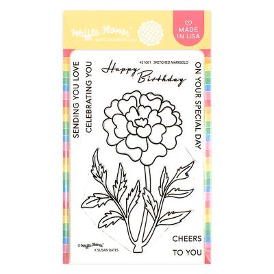 Waffle Flower Sketched Marigold stamp for card making and paper crafts