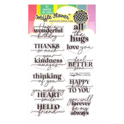 Sweet Lattice Sentiments Stamp by Waffle Flower, UK Stockist, Seven Hills Crafts 5 star rated for customer service, speed of delivery and value