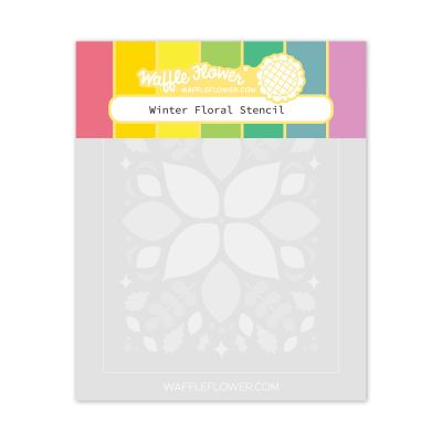 Waffle Flower Crafts Winter Floral Stencil for paper crafts and card making.  Can be used alone or pair with the coordinating die and stitching die for more detailed looks.