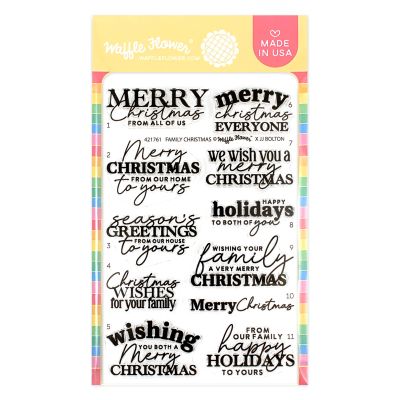 Waffle Flower Crafts Family Christmas Sentiments Stamp, UK Stockist Seven Hills Crafts, 5 star customer service and fast tracked delivery