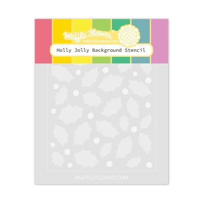 Waffle Flower Crafts Holly Jolly Background Stencil, UK Stockist Seven Hills Crafts, 5 star customer service and fast tracked delivery