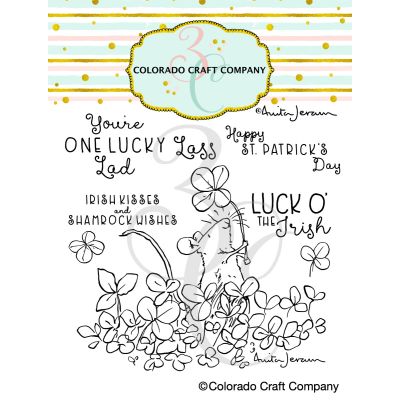 Anita Jeram Mouse Shamrocks Die by Colorado Craft Company for cardmaking and paper crafts.  UK Stockist, Seven Hills Crafts