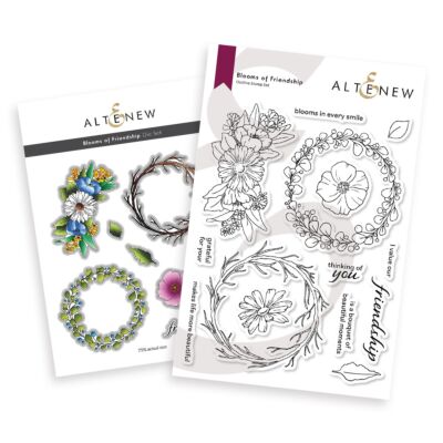 Altenew blooms of friendship stamp and die set create stunning floral wreaths for every season