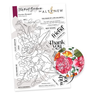 Altenew Garden Bouquet Stamp for creating floral art for cardmaking, scrapbooking and framed prints - perfect for watercolouring