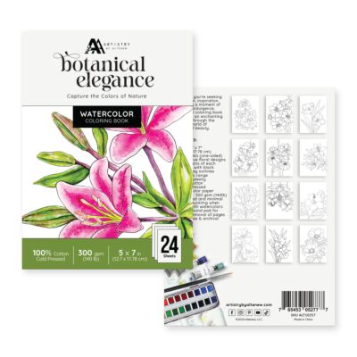 Altenew Botanical Elegance Capture the Colors of Nature Sheets for colouring stunning floral images with watercolor paints, perfect weight for watercoloring.