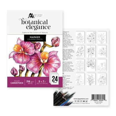 Altenew Botanical Elegance Alcohol Marker Coloring Sheets for colouring stunning floral images with alcohol markers perfect weight of card for copics and other alcohol markers