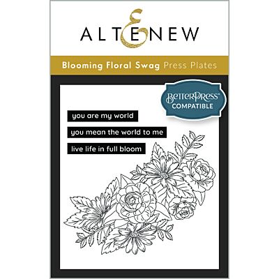 Altenew Blooming Floral Swag Press Plate for letter press and hot foil techniques for cardmaking with a floral image