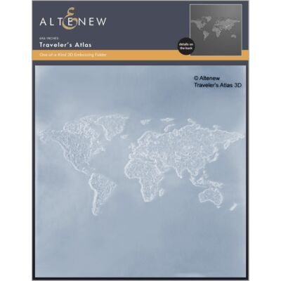 Traveler's Atlas 3D Embossing Folder for creating a 3D world image for cardmaking and scrapbook layouts