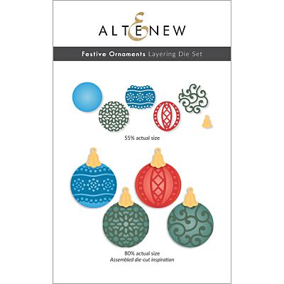 Altenew Festive Ornamnets Layering Die for making Christmas cards by cutting cute village and tree images