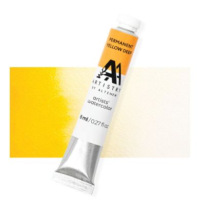 permanent yellow deep artists quality watercolor paint tube by Altenew for cardmaking and paper crafting available from Seven Hills Crafts, UK Stockist, 5 star rated for customer service, speed of delivery and value