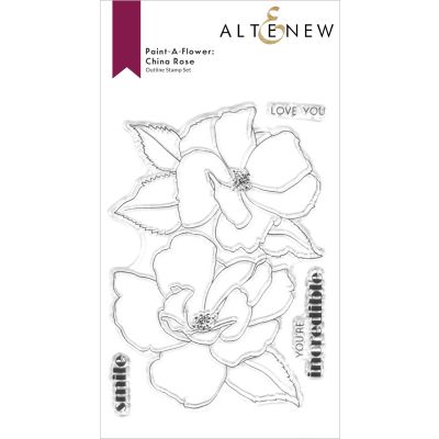 ALT Paint-A-Flower China Rose Outline Stamp 