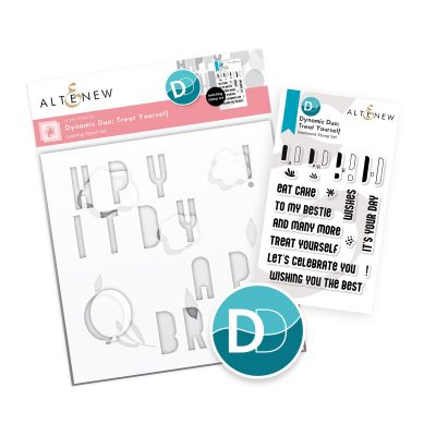 Altenew dynamic duo stmap and stencil birthday sentiment set for cardmaking and paper crafts.  UK Stockist, Seven Hills Crafts