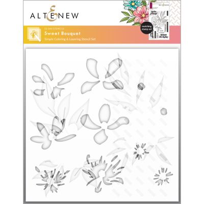 Altenew Sweet Bouquet Stencil for cardmaking and paper crafts.  UK Stockist, Seven Hills Crafts