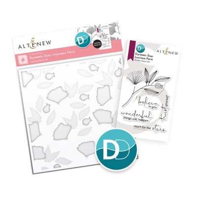 Altenew dynamic duo stamp and stencil luscious flora set for cardmaking and paper crafts.  UK Stockist, Seven Hills Crafts
