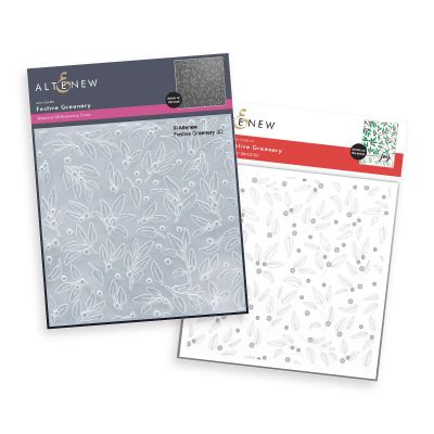 festive greenery stencil and embossing folder bundle by altenew for cardmaking and paper crafting available from Seven Hills Crafts, UK Stockist, 5 star rated for customer service, speed of delivery and value