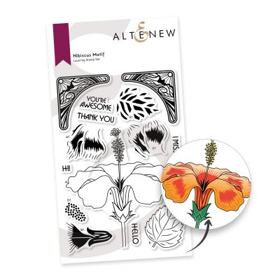 Hibiscus Motif Stamp Set by altenew for cardmaking and paper crafting available from Seven Hills Crafts, UK Stockist, 5 star rated for customer service, speed of delivery and value