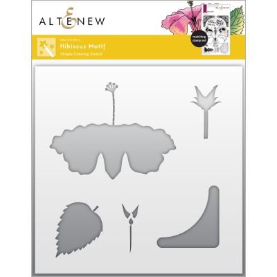 Hibiscus Motif Stencil by altenew for cardmaking and paper crafting available from Seven Hills Crafts, UK Stockist, 5 star rated for customer service, speed of delivery and value