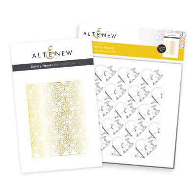 Altenew Dainty Hearts Hot Foil Plate and Stencil Set UK stockist for cardmaking and paper crafts.  UK Stockist, Seven Hills Crafts