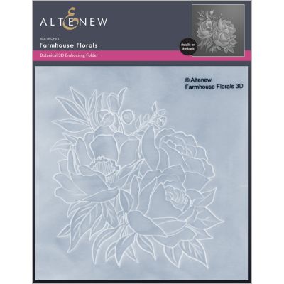 Farmhouse Florals 3D Embossing Folder by AlteNew, UK Stockist, Seven Hills Crafts 5 star rated for customer service, speed of delivery and value