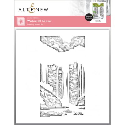 Altenew Waterfall Scene Layering Stencil for creating stencilled art for cardmaking, scrapbooking and framed prints