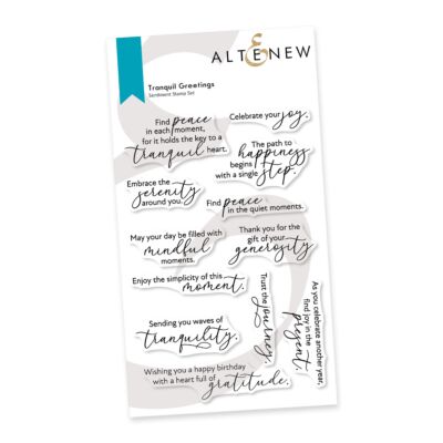 Altenew Tranquil Greetings Stamp  Set for creating sentiments for cardmaking and scrapbooking