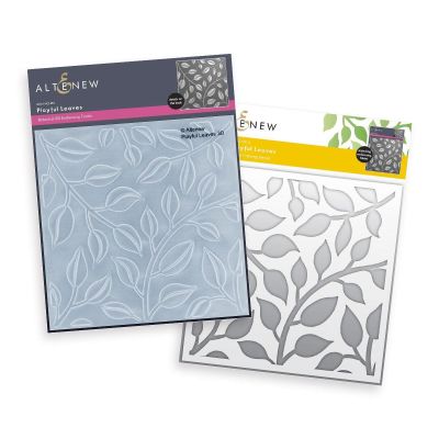 Playful Leaves stencil and embossing folder bundle by altenew for cardmaking and paper crafting available from Seven Hills Crafts, UK Stockist, 5 star rated for customer service, speed of delivery and value