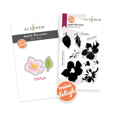 Altenew Apple Blossoms stamp and die set for cardmaking and paper crafts.  UK Stockist, Seven Hills Crafts