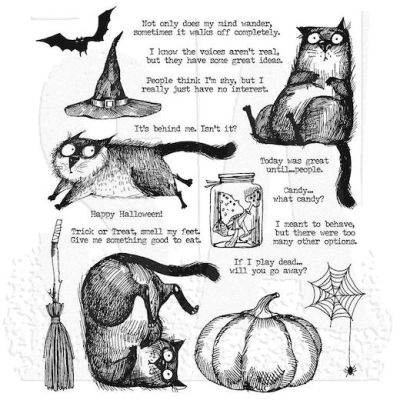 Tim Holtz Cling Mount Stamp - Snarky Cat Halloween